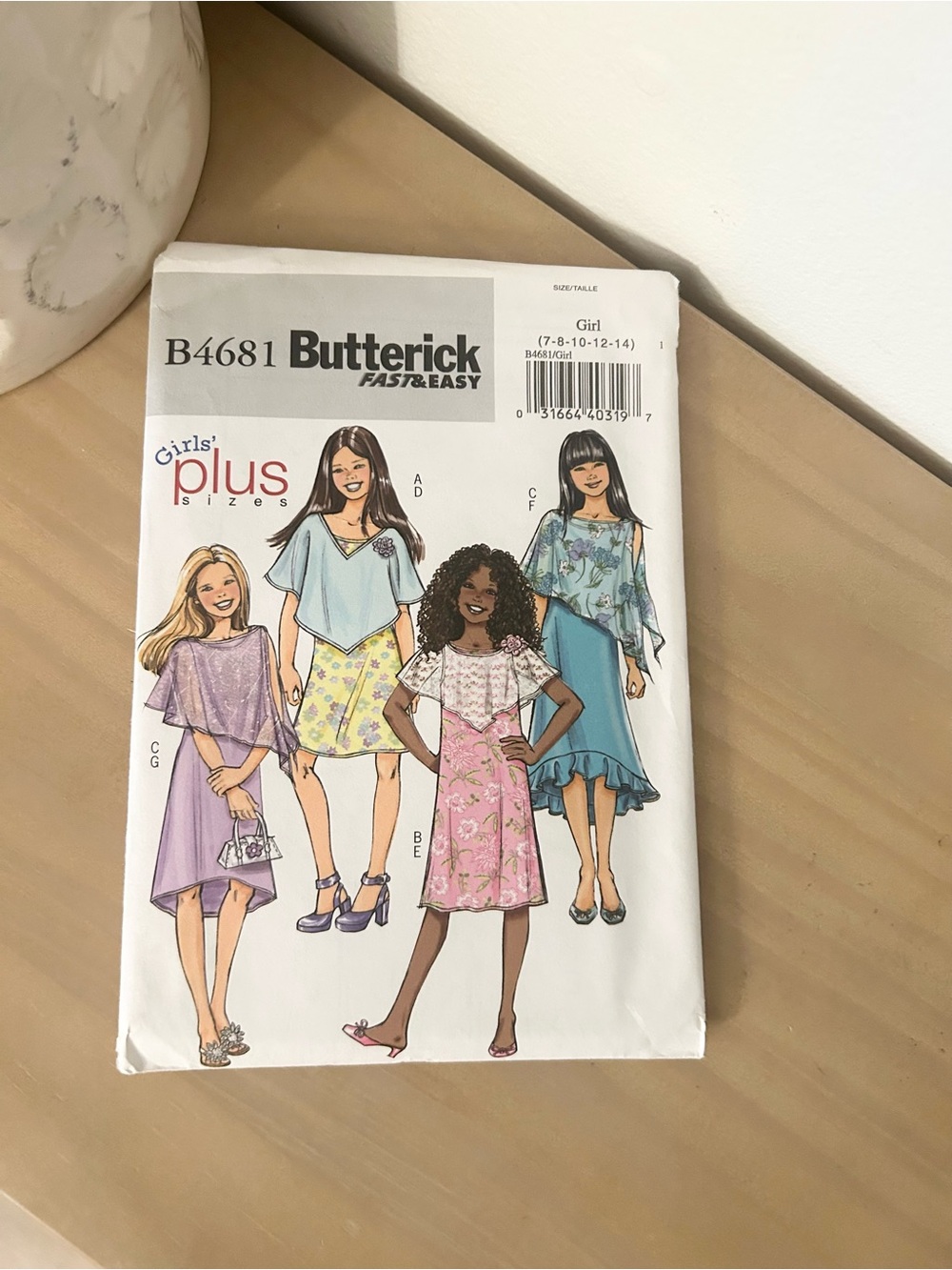 Vintage Butterick B4681 Girls Poncho & Dress Sewing Pattern Size 7-14